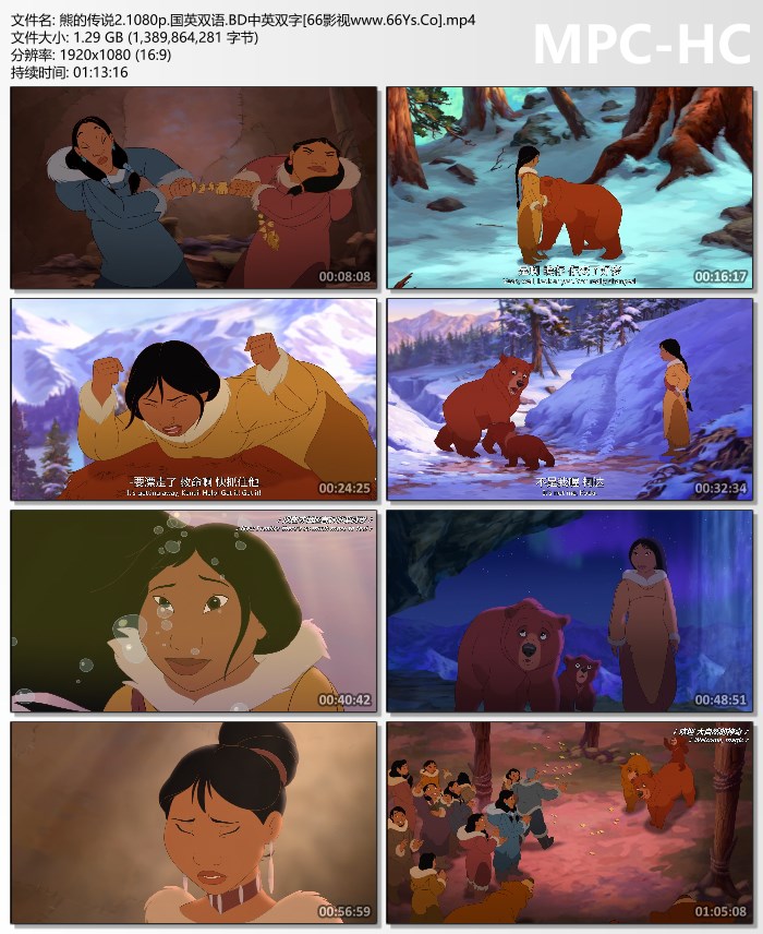 2003年美国7.4分动画片《熊的传说2》